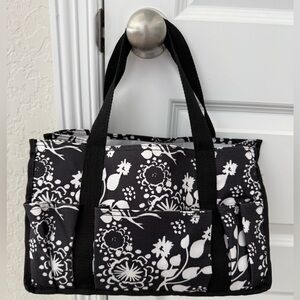 Thirty-One Black and White Floral Tote